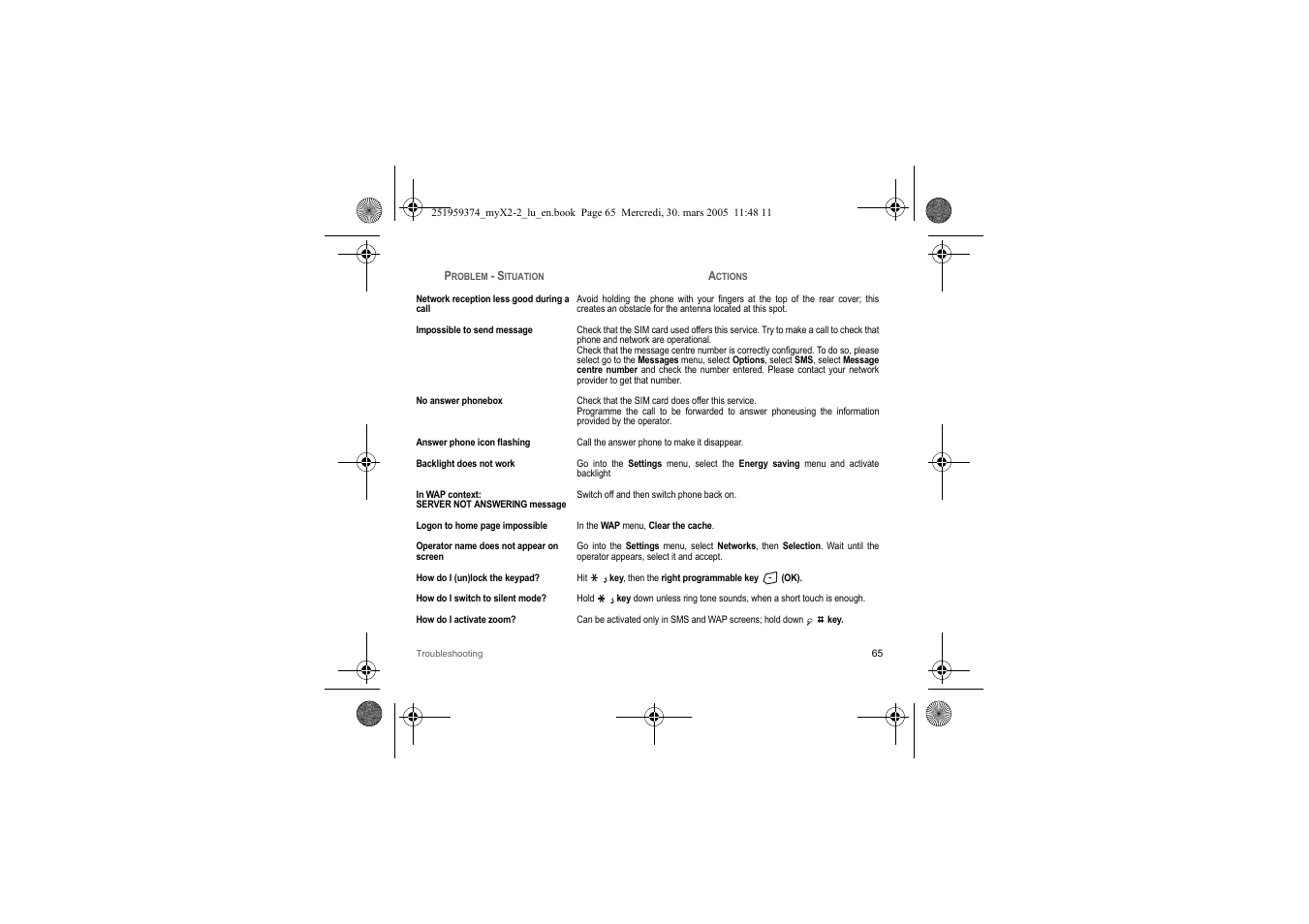 Sagem myX2-2m  EN User Manual | Page 65 / 71