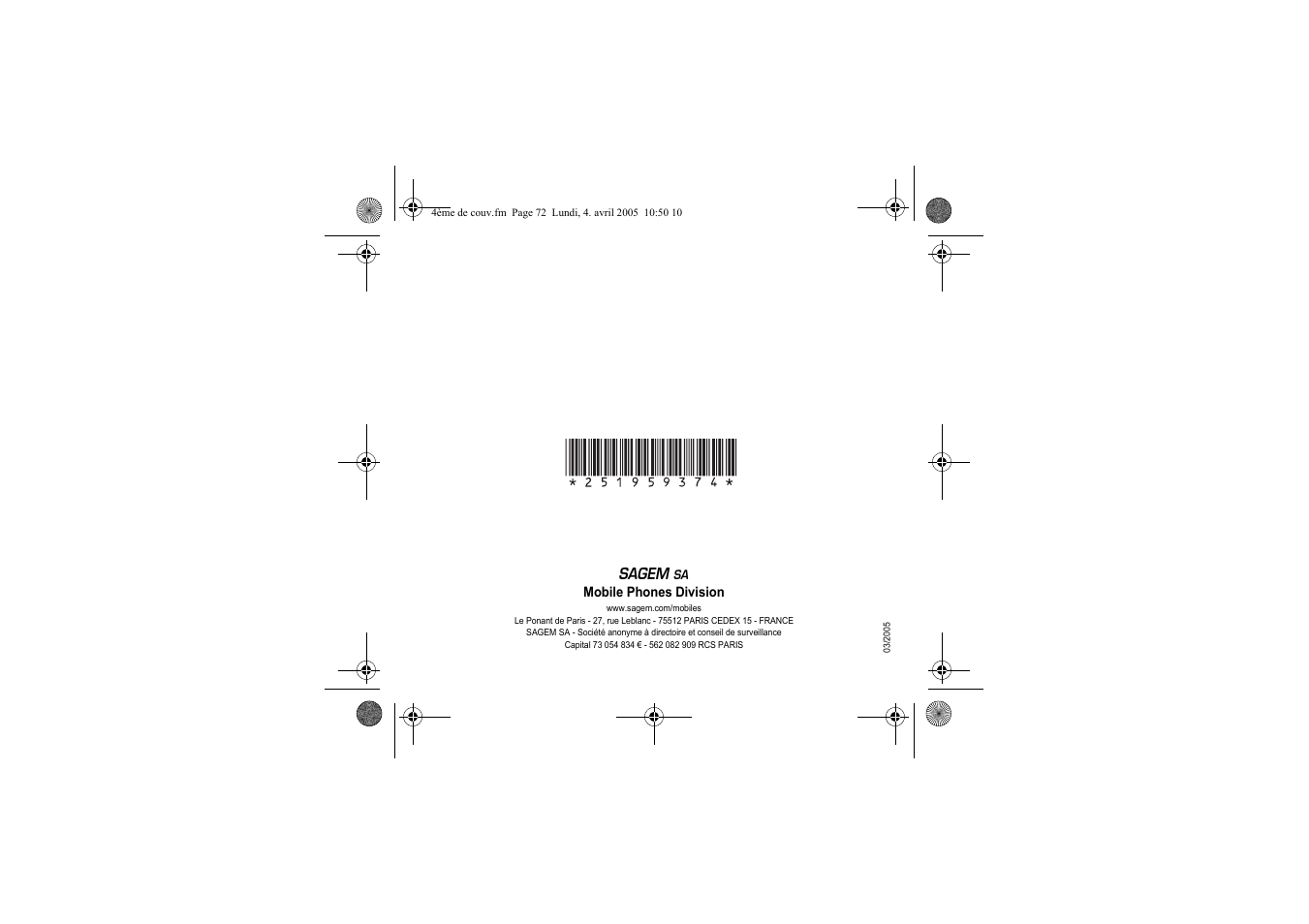 Sagem myX2-2m  EN User Manual | Page 71 / 71