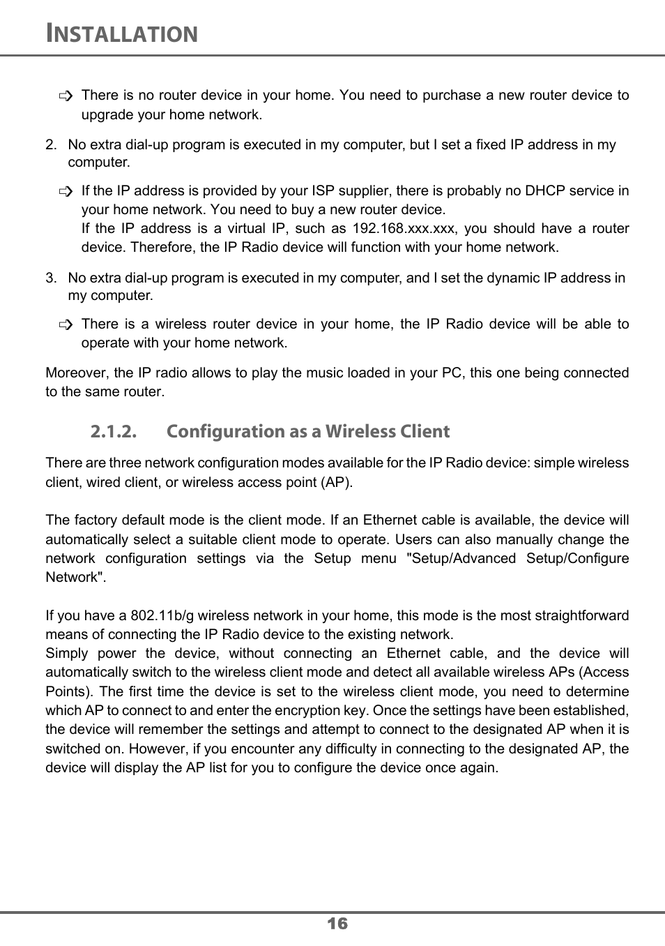 Nstallation, Configuration as a wireless client | Sagem 700 User Manual | Page 16 / 64