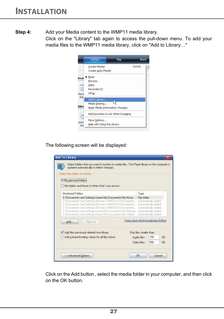 Nstallation | Sagem 700 User Manual | Page 27 / 64