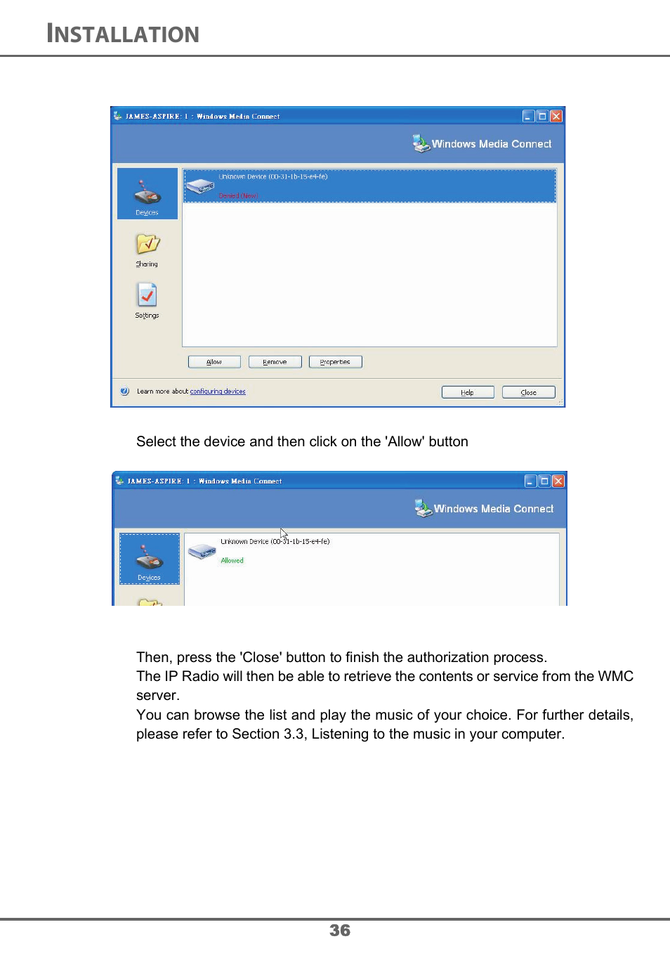 Nstallation | Sagem 700 User Manual | Page 36 / 64