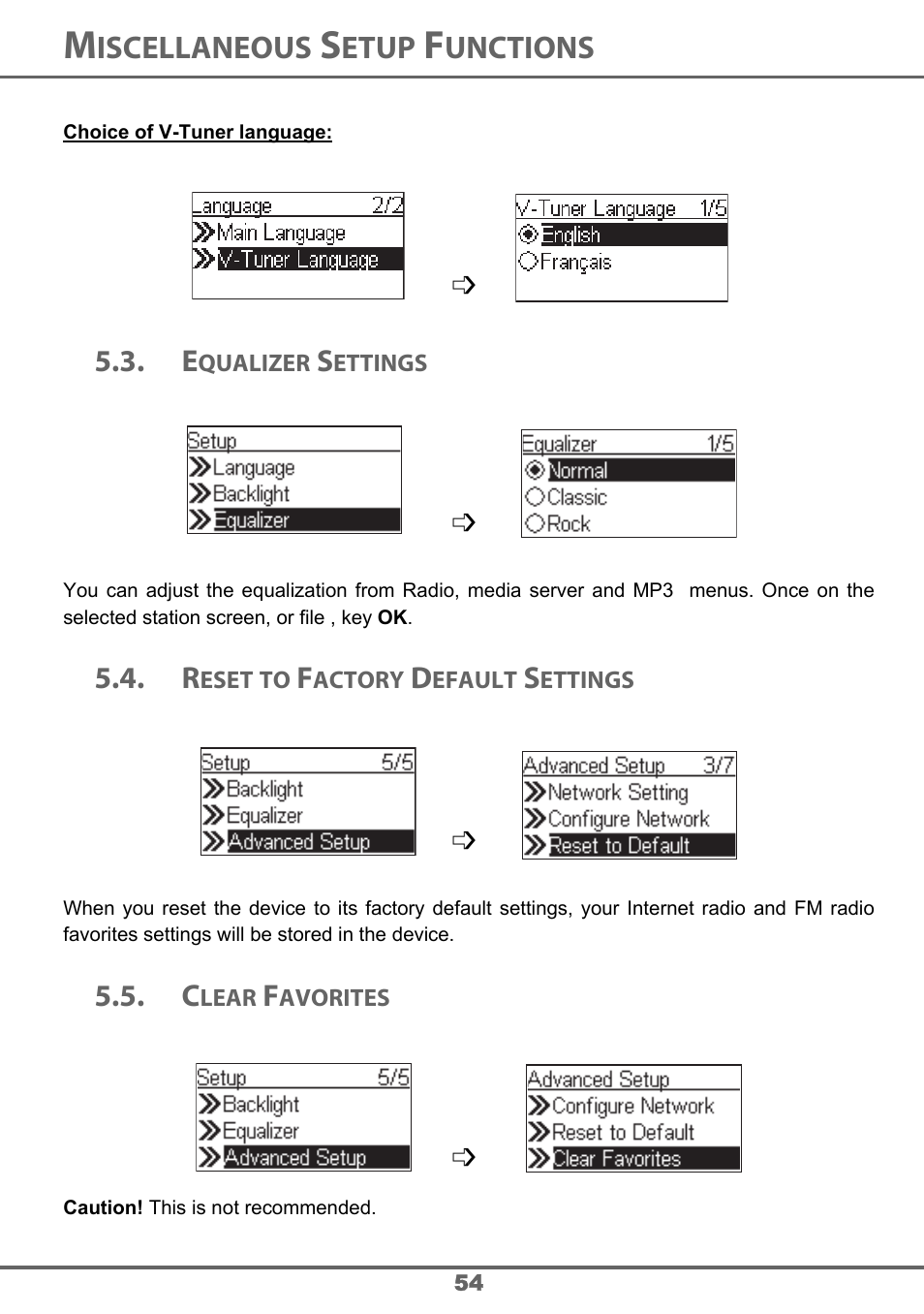 Iscellaneous, Etup, Unctions | Sagem 700 User Manual | Page 54 / 64