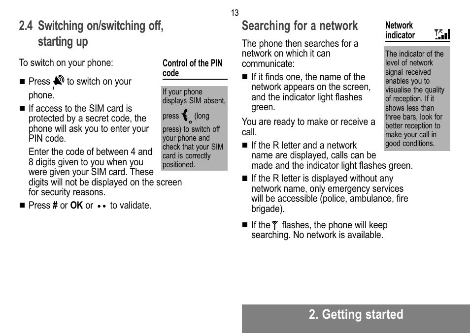 Searching for a network | Sagem MW 302X User Manual | Page 14 / 58