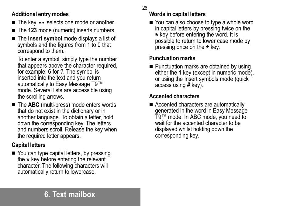 Text mailbox | Sagem MW 302X User Manual | Page 27 / 58