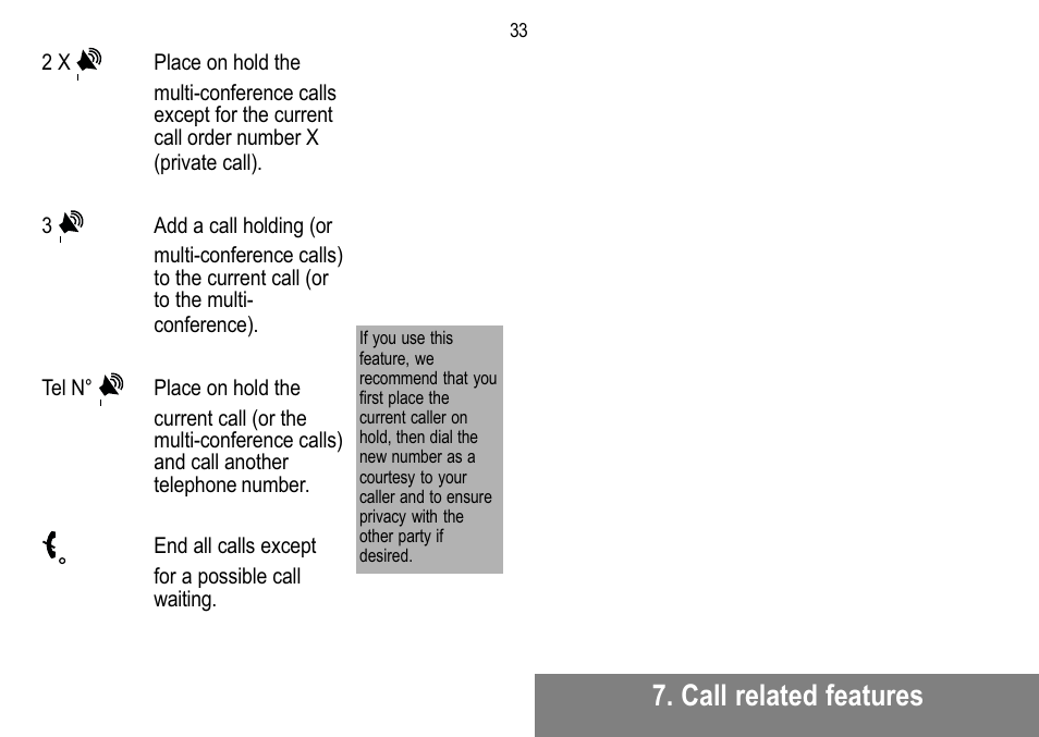 Call related features | Sagem MW 302X User Manual | Page 34 / 58