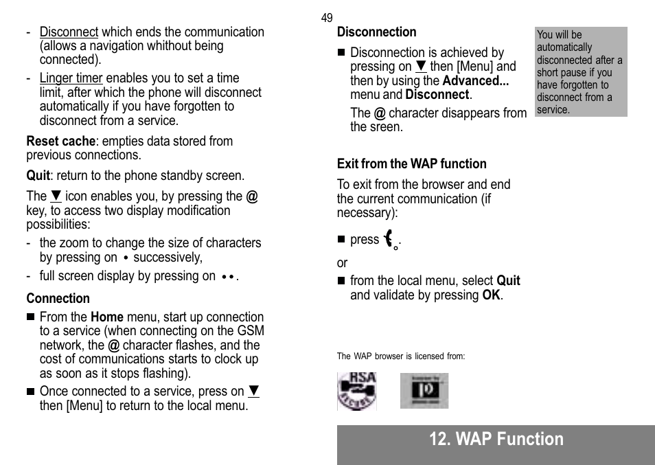 Wap function | Sagem MW 302X User Manual | Page 50 / 58