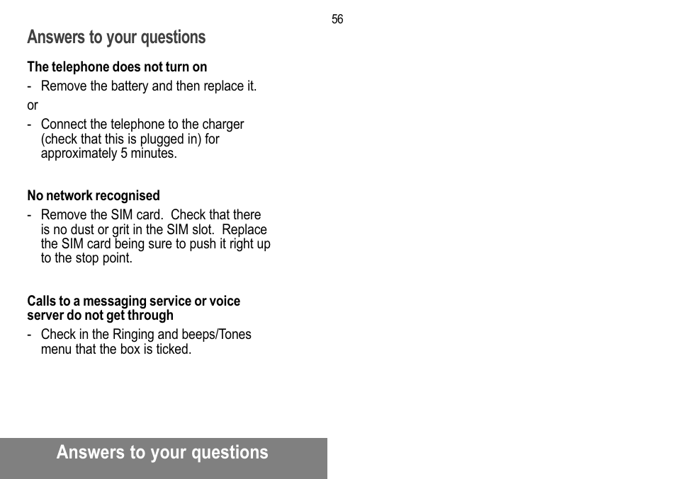 Answers to your questions | Sagem MW 302X User Manual | Page 57 / 58