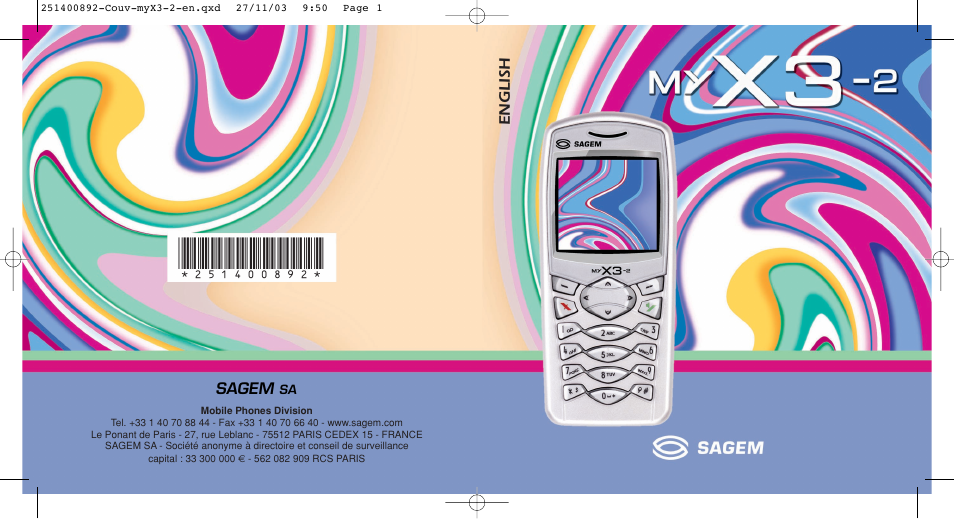 Sagem myX3-2 User Manual | 79 pages