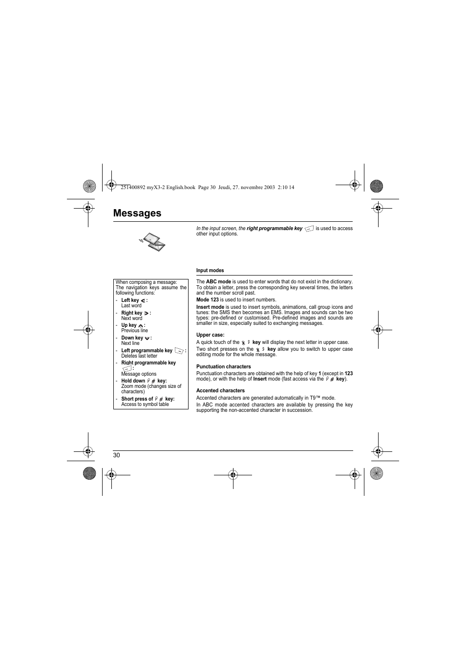 Messages | Sagem myX3-2 User Manual | Page 33 / 79