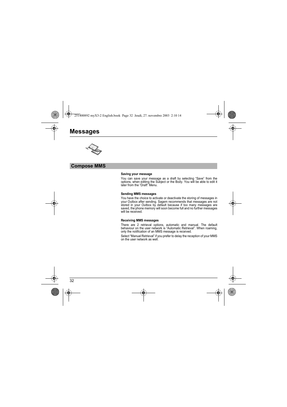 Messages | Sagem myX3-2 User Manual | Page 35 / 79