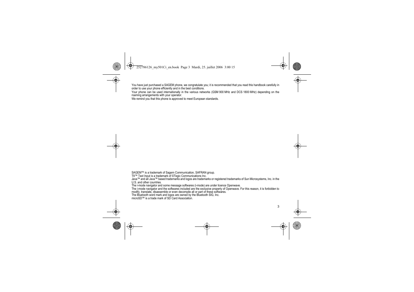 Sagem my501Ci User Manual | Page 3 / 64