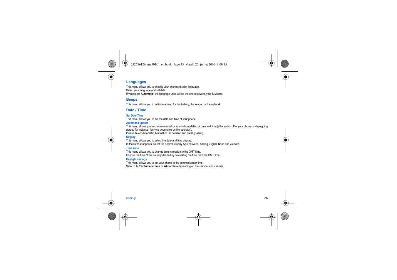 Sagem my501Ci User Manual | Page 35 / 64