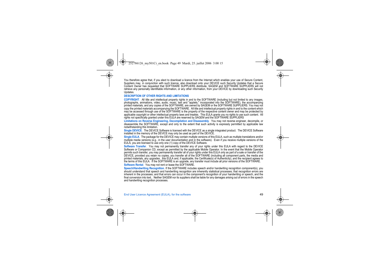 Sagem my501Ci User Manual | Page 49 / 64