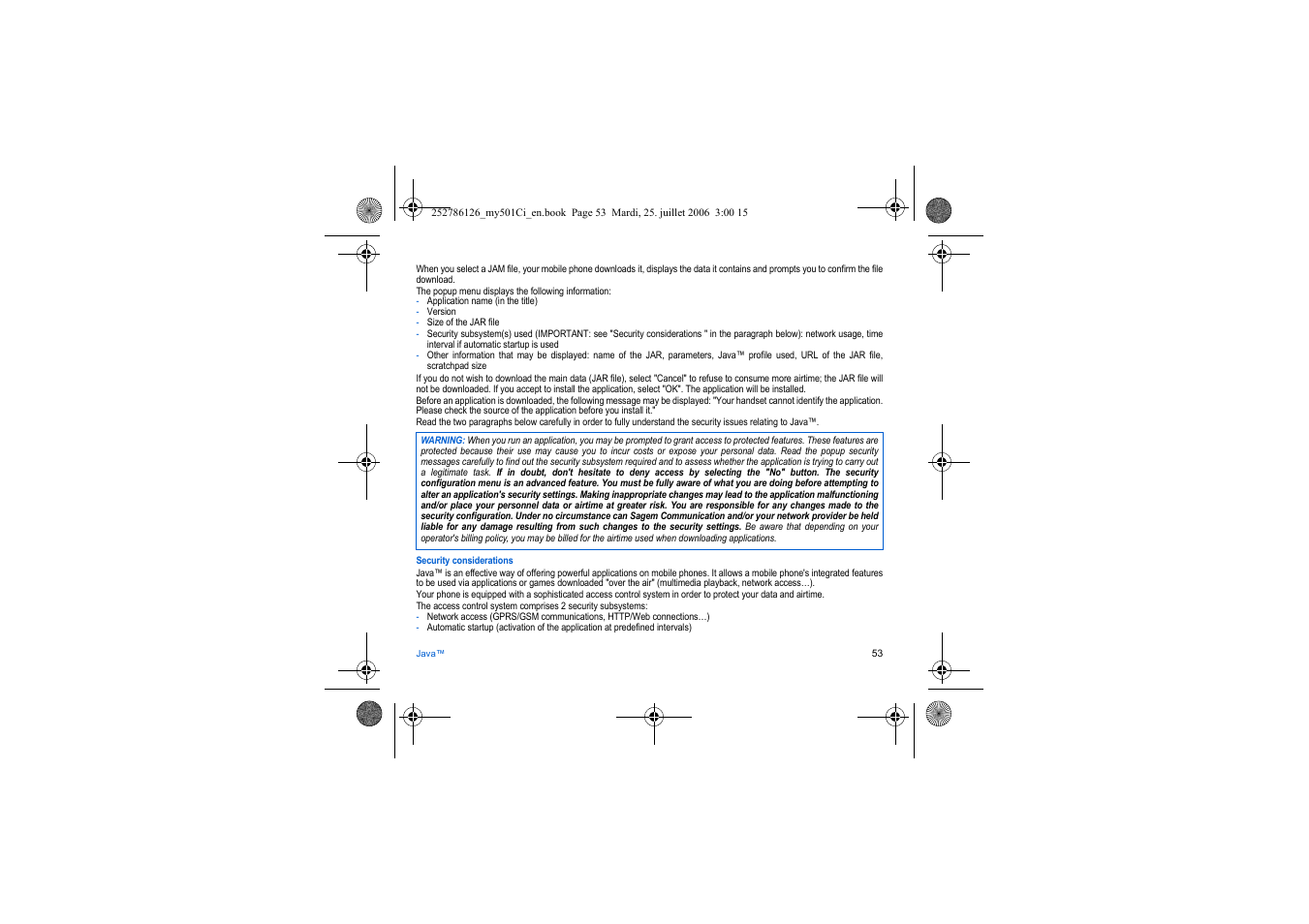 Sagem my501Ci User Manual | Page 53 / 64