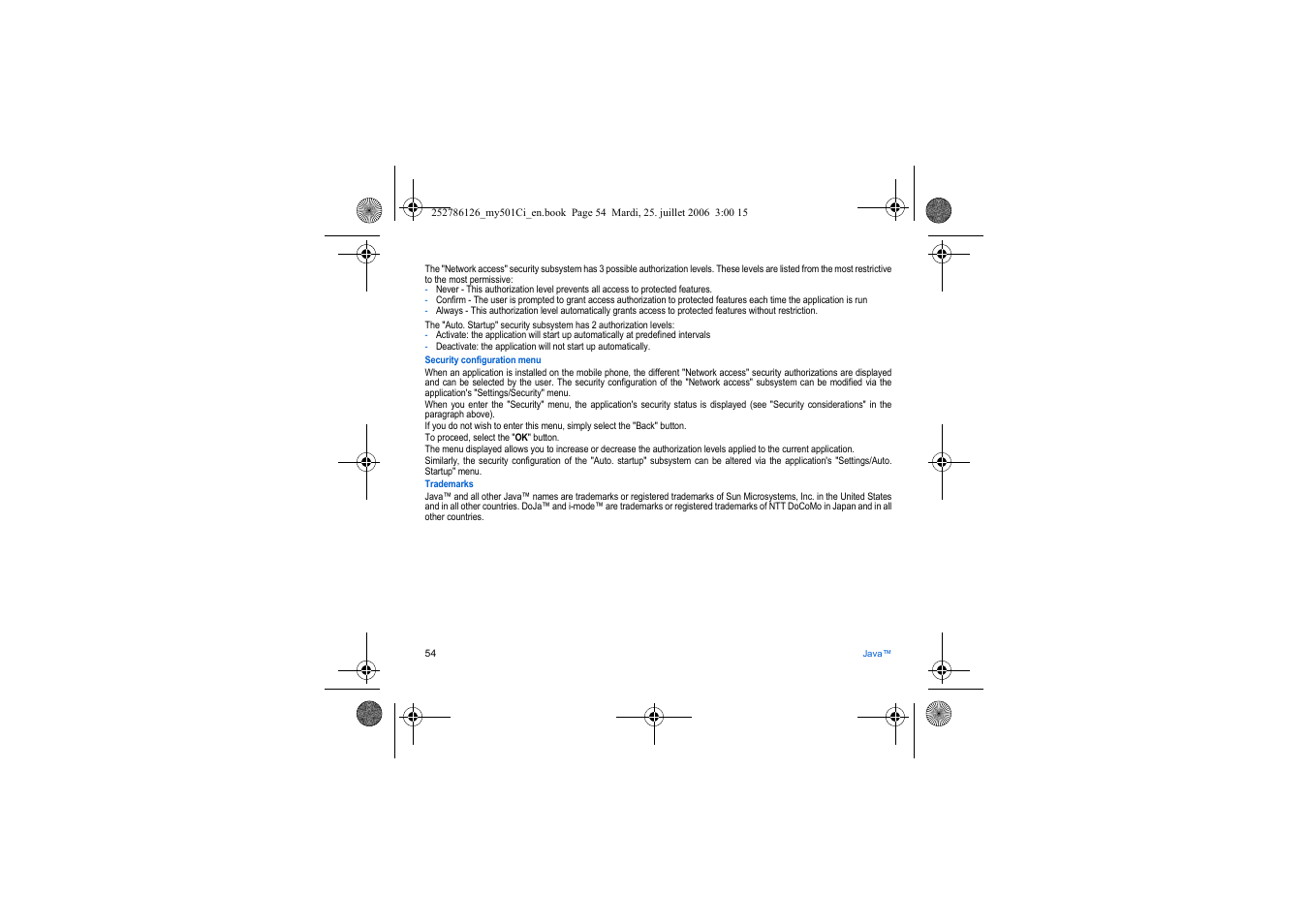 Sagem my501Ci User Manual | Page 54 / 64