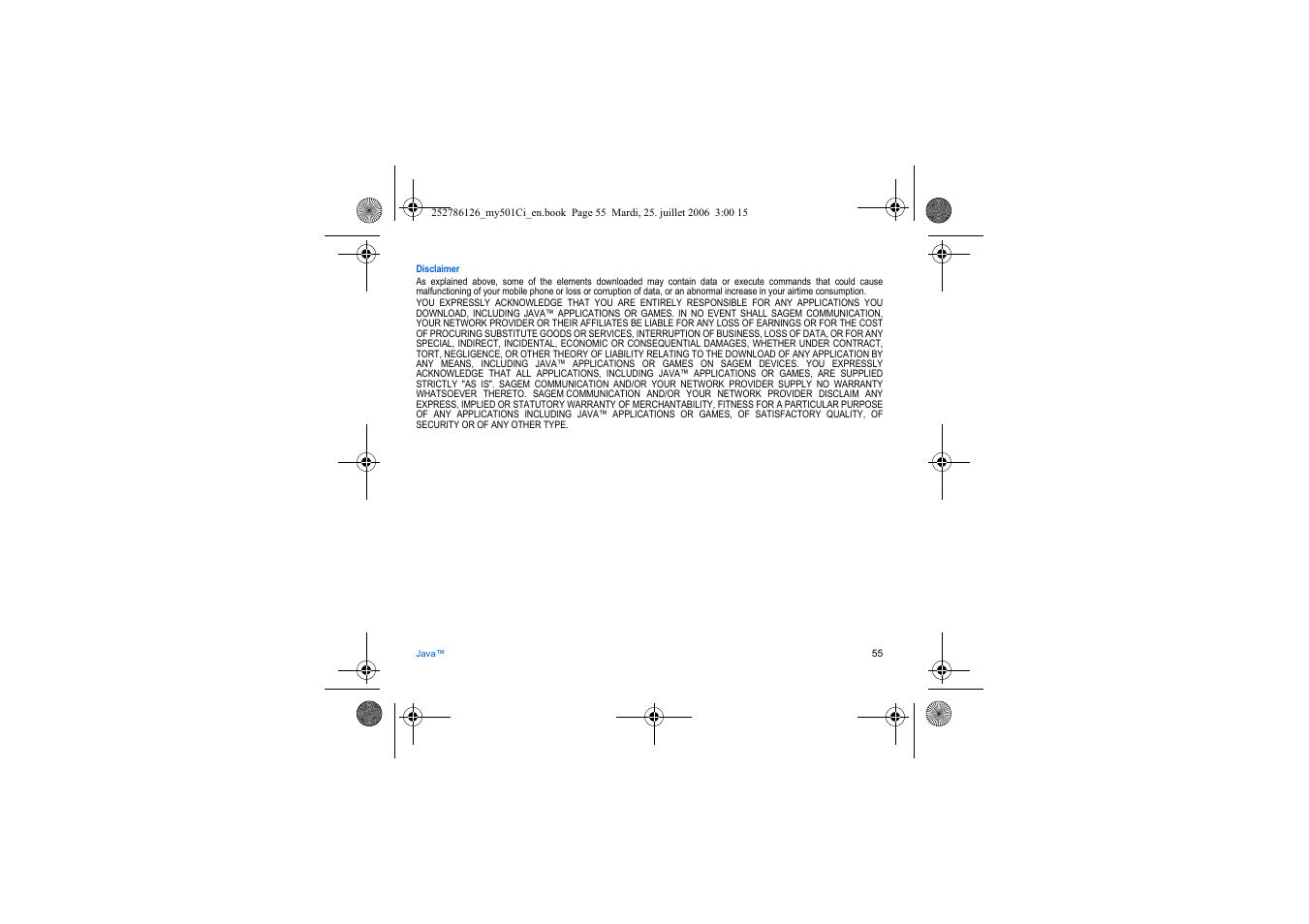 Sagem my501Ci User Manual | Page 55 / 64