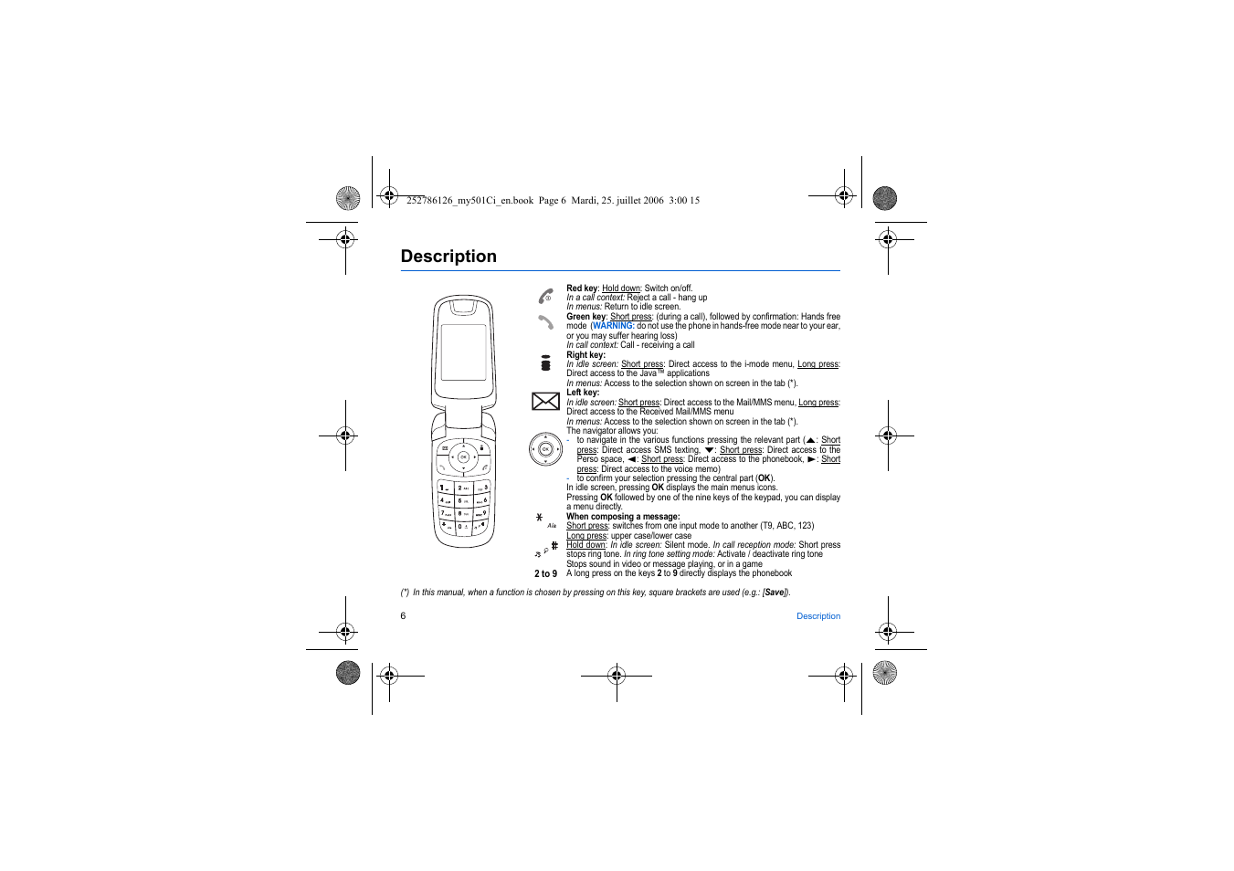 Description | Sagem my501Ci User Manual | Page 6 / 64