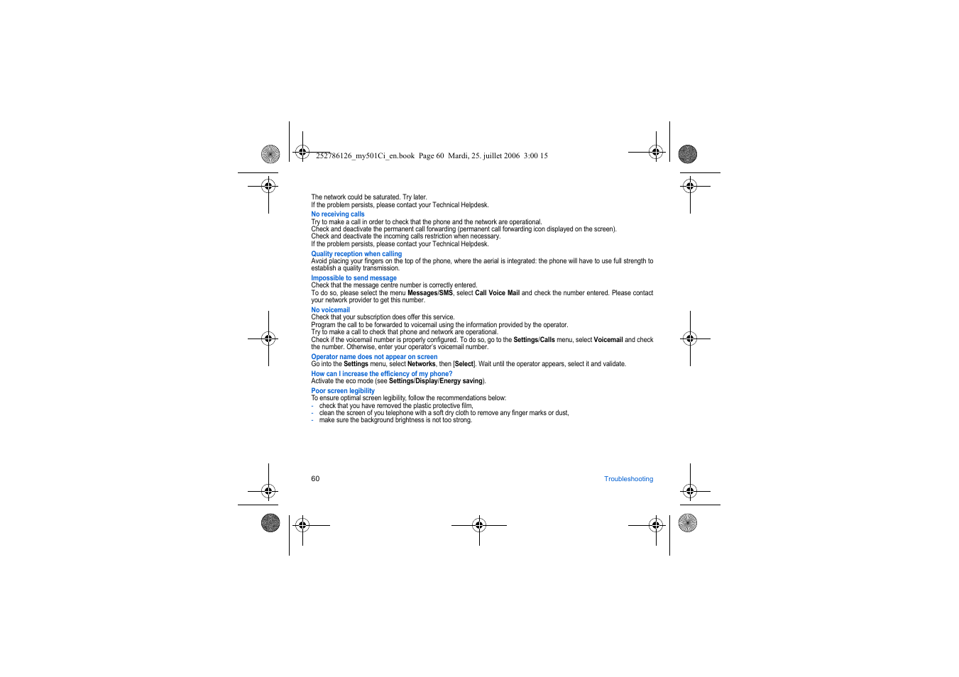 Sagem my501Ci User Manual | Page 60 / 64