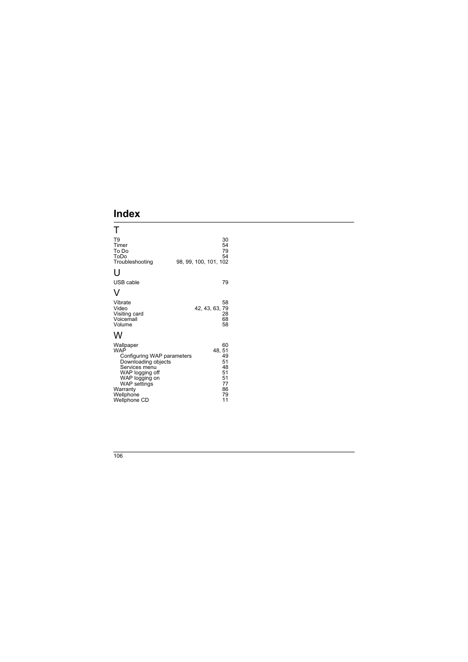 Index | Sagem myX-8 User Manual | Page 107 / 108