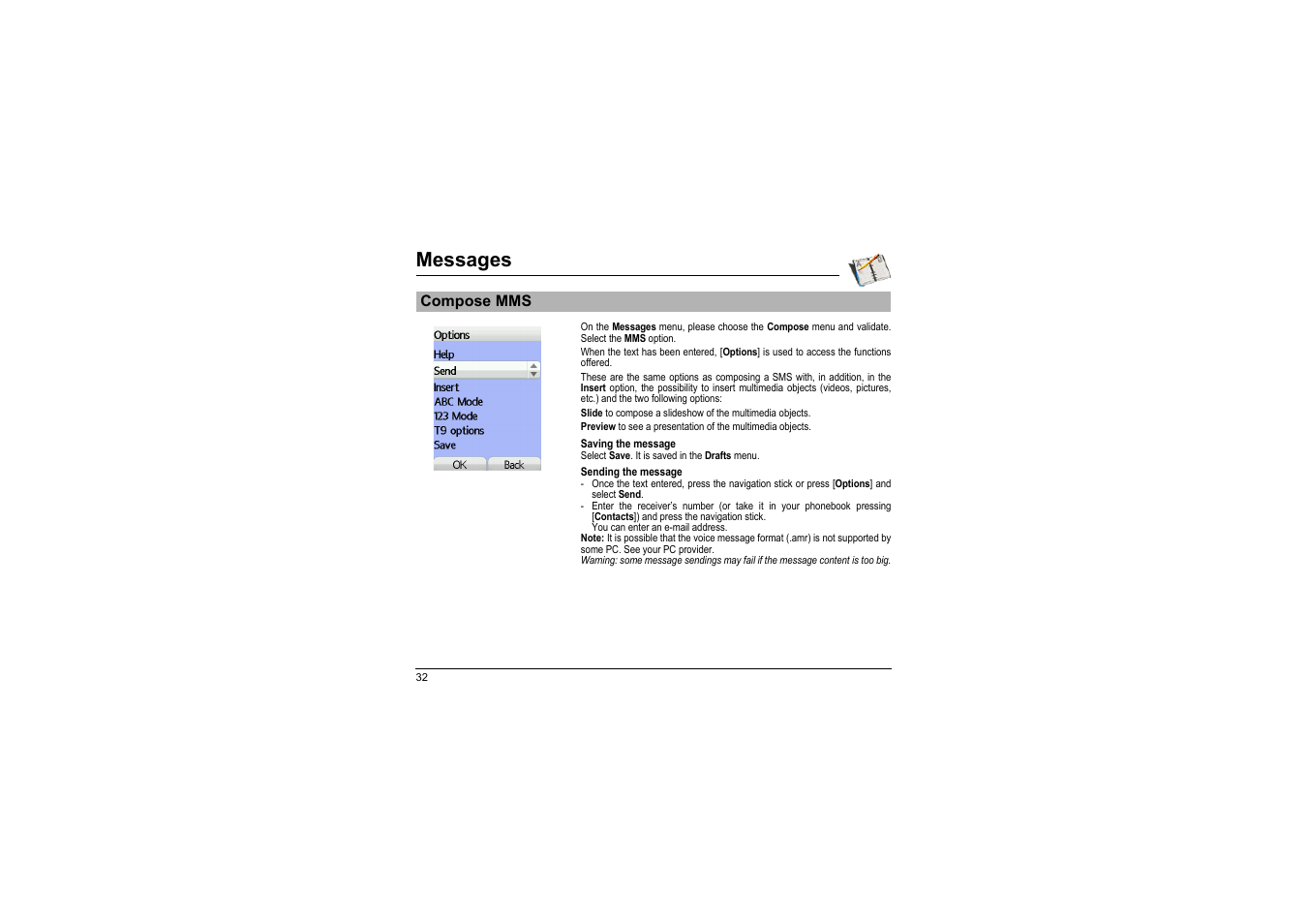 Compose mms, Messages | Sagem myX-8 User Manual | Page 33 / 108