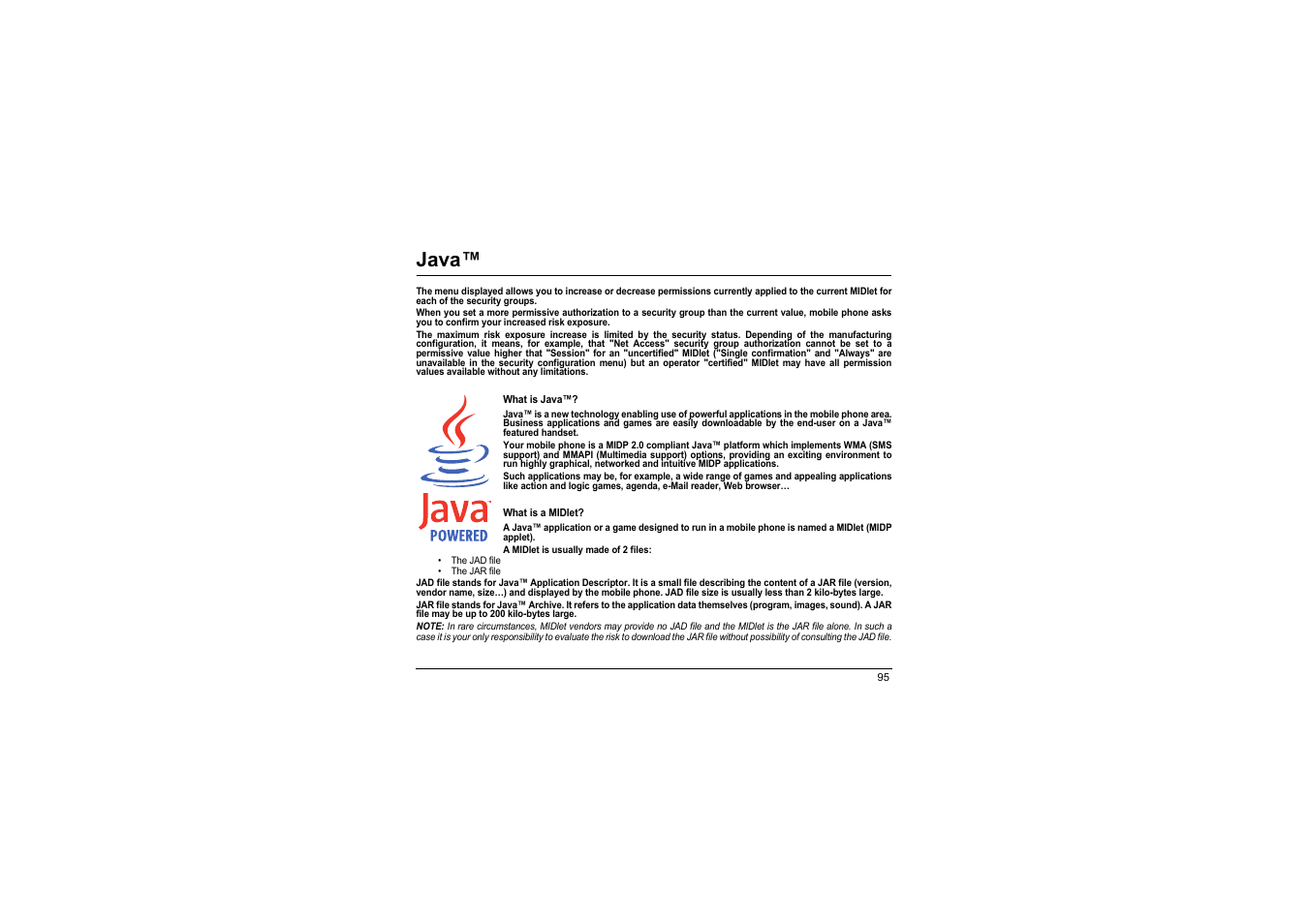 Java | Sagem myX-8 User Manual | Page 96 / 108