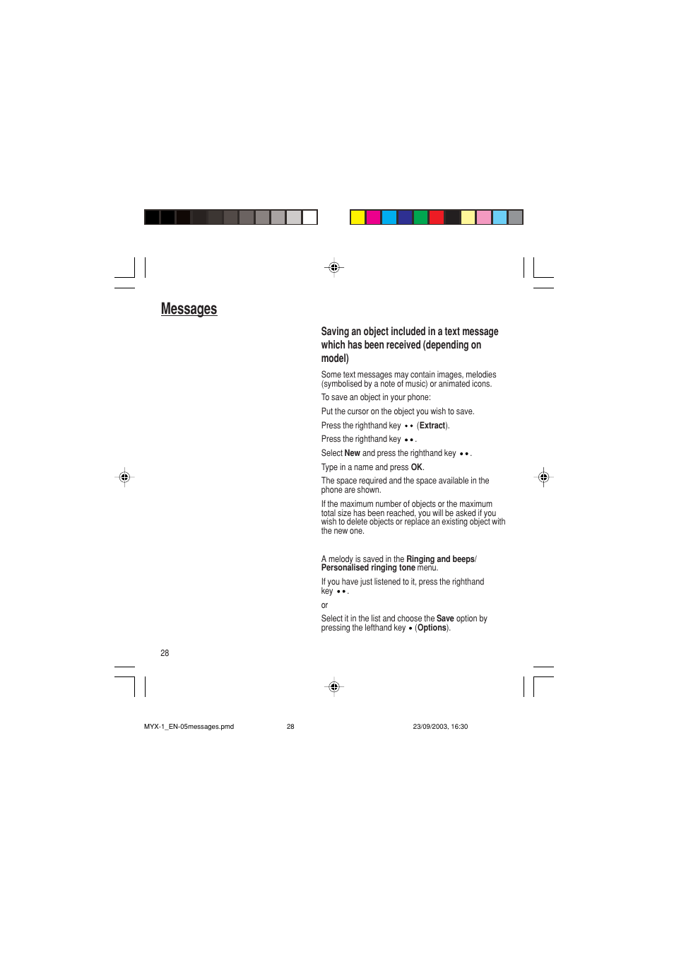 Messages | Sagem myX-1 User Manual | Page 29 / 77