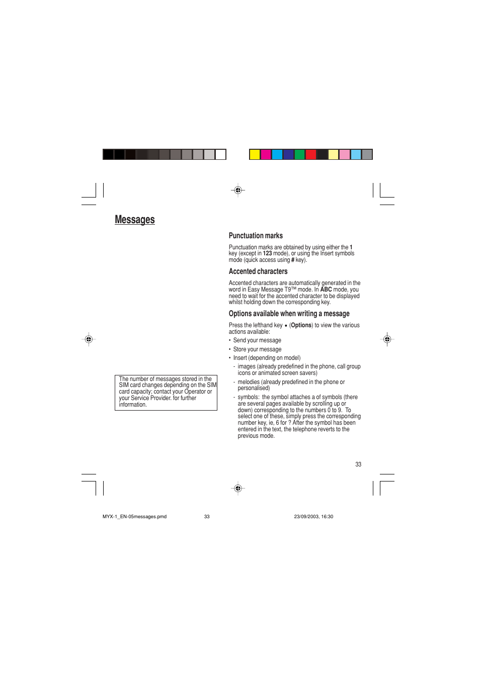 Messages | Sagem myX-1 User Manual | Page 34 / 77