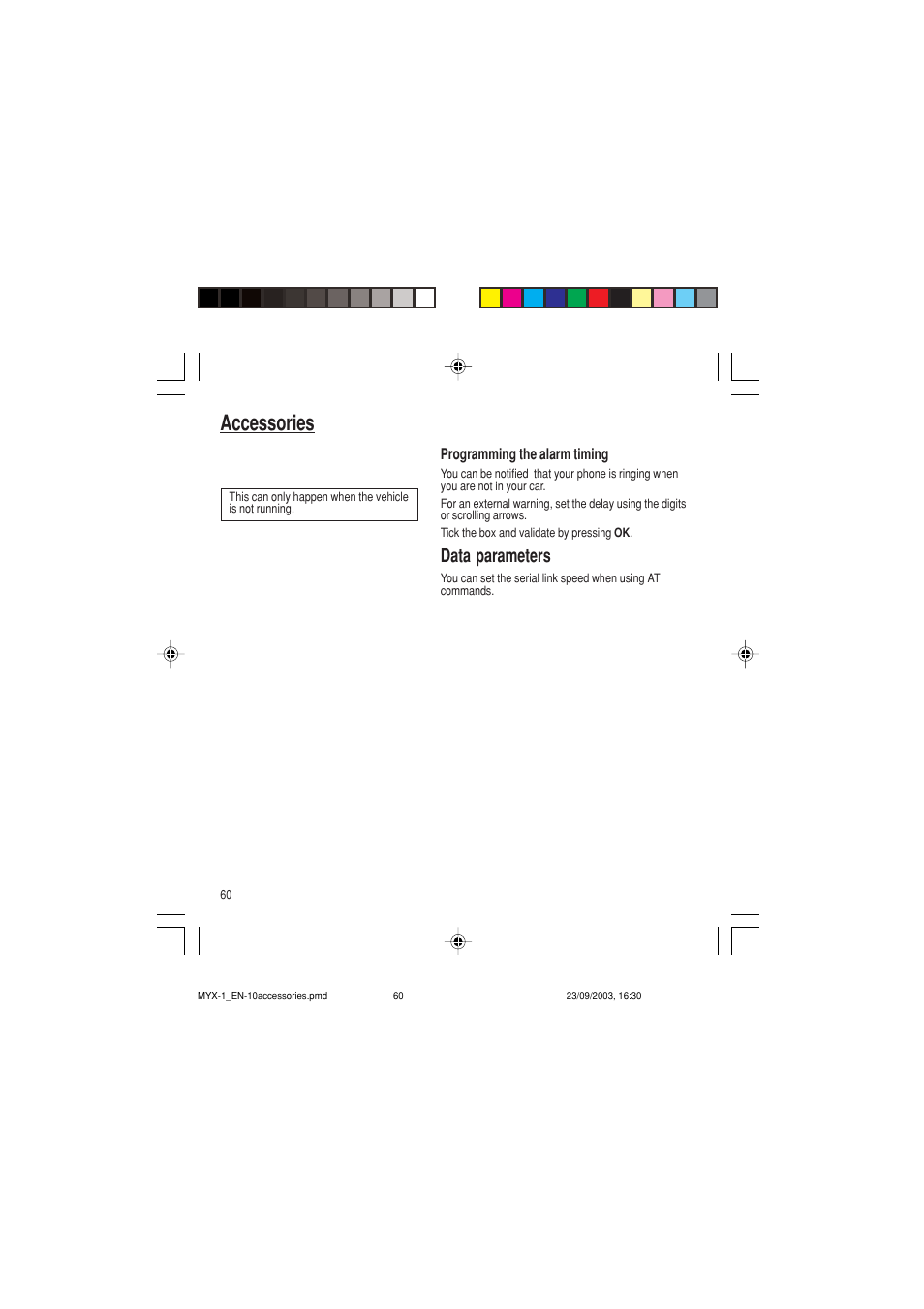 Accessories, Data parameters | Sagem myX-1 User Manual | Page 61 / 77