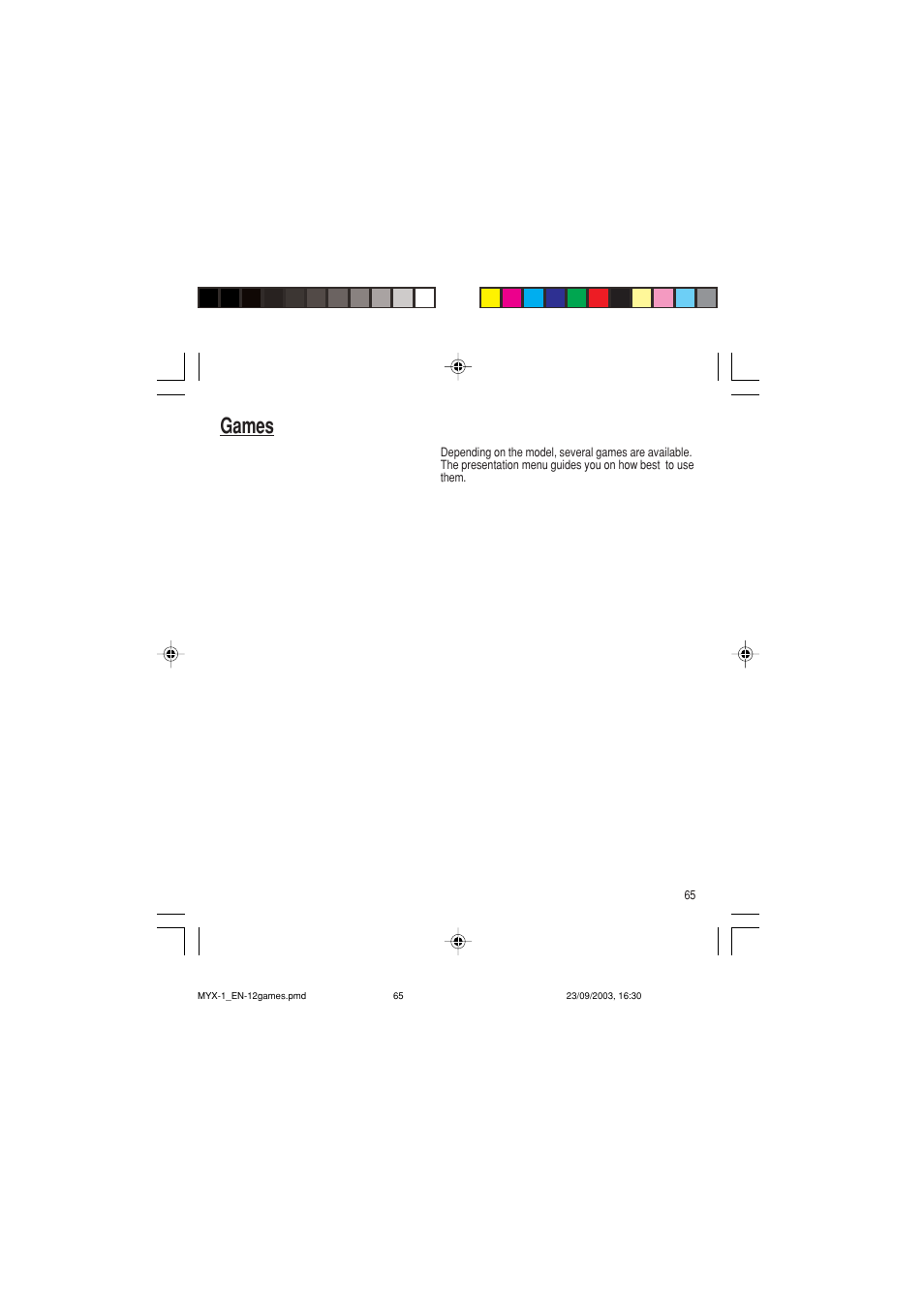 Games | Sagem myX-1 User Manual | Page 66 / 77