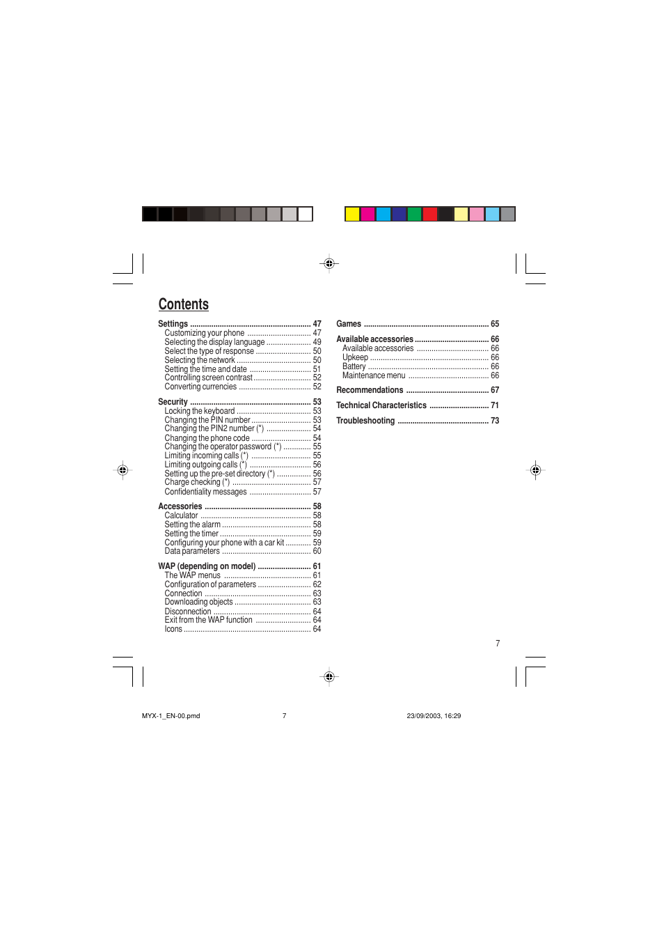 Sagem myX-1 User Manual | Page 8 / 77