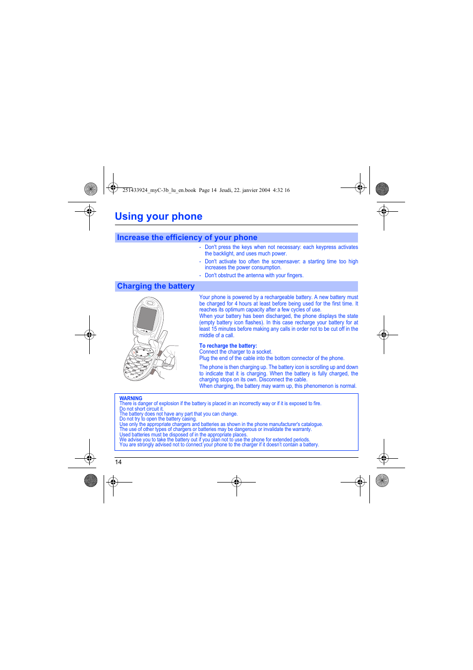 Using your phone | Sagem myC-3b User Manual | Page 17 / 91