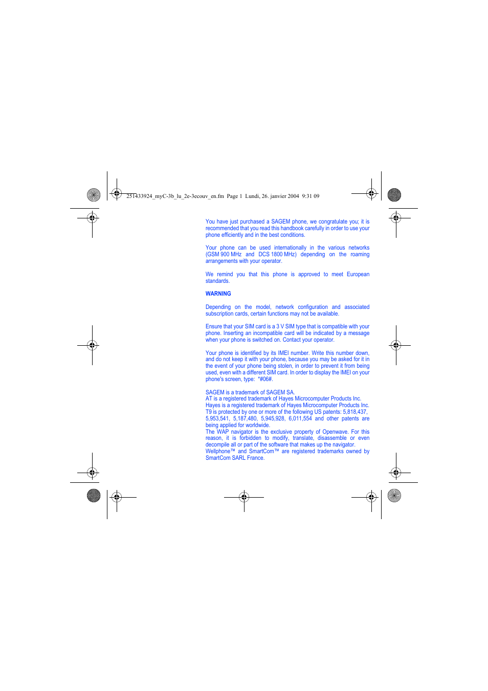 Sagem myC-3b User Manual | Page 2 / 91