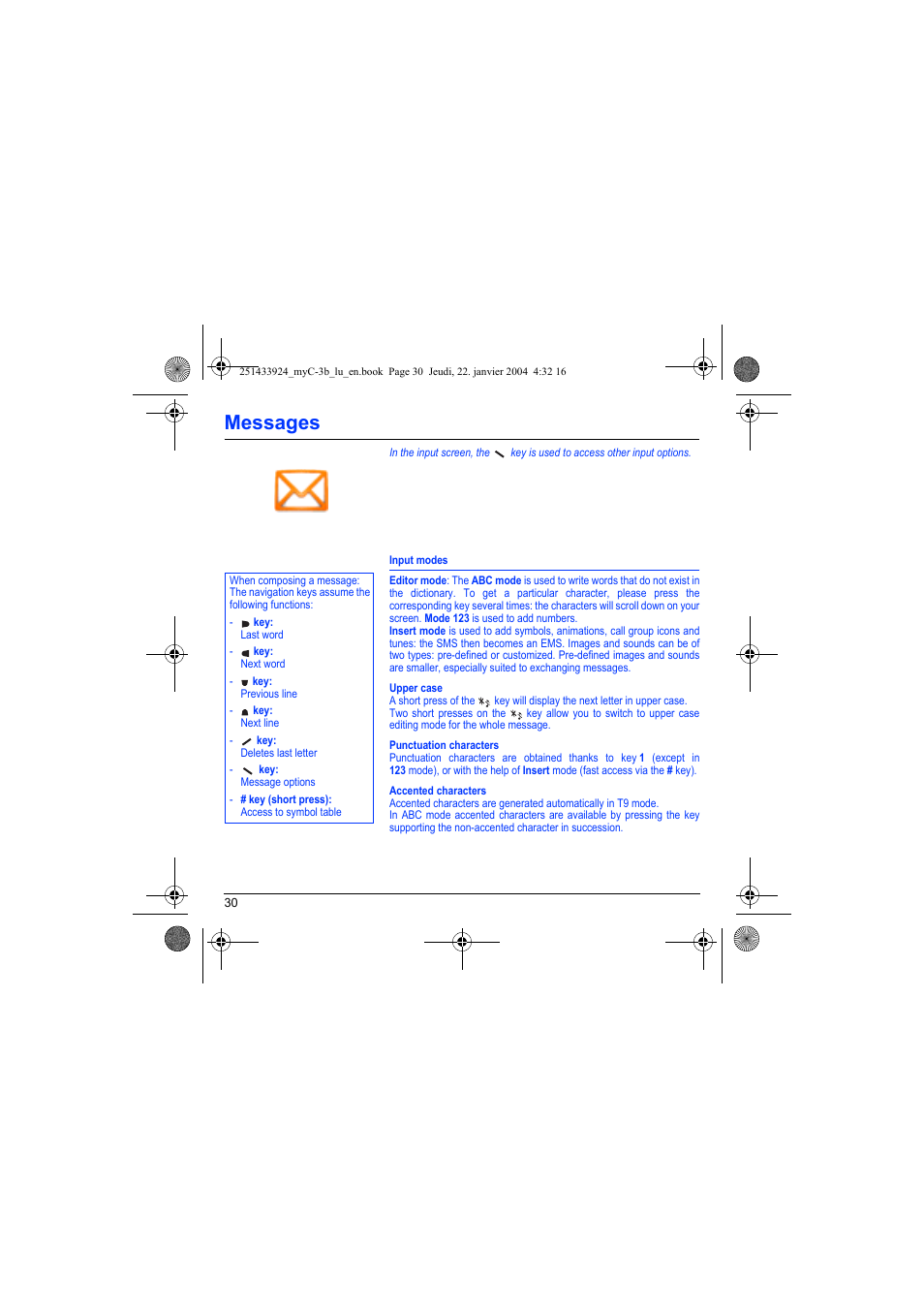 Messages | Sagem myC-3b User Manual | Page 33 / 91