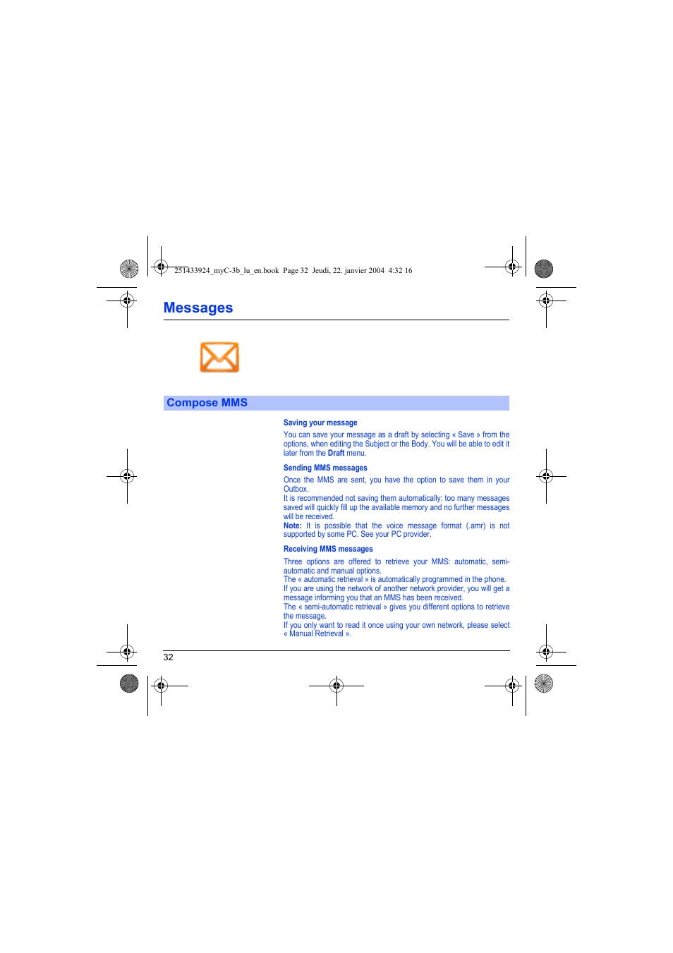 Messages | Sagem myC-3b User Manual | Page 35 / 91