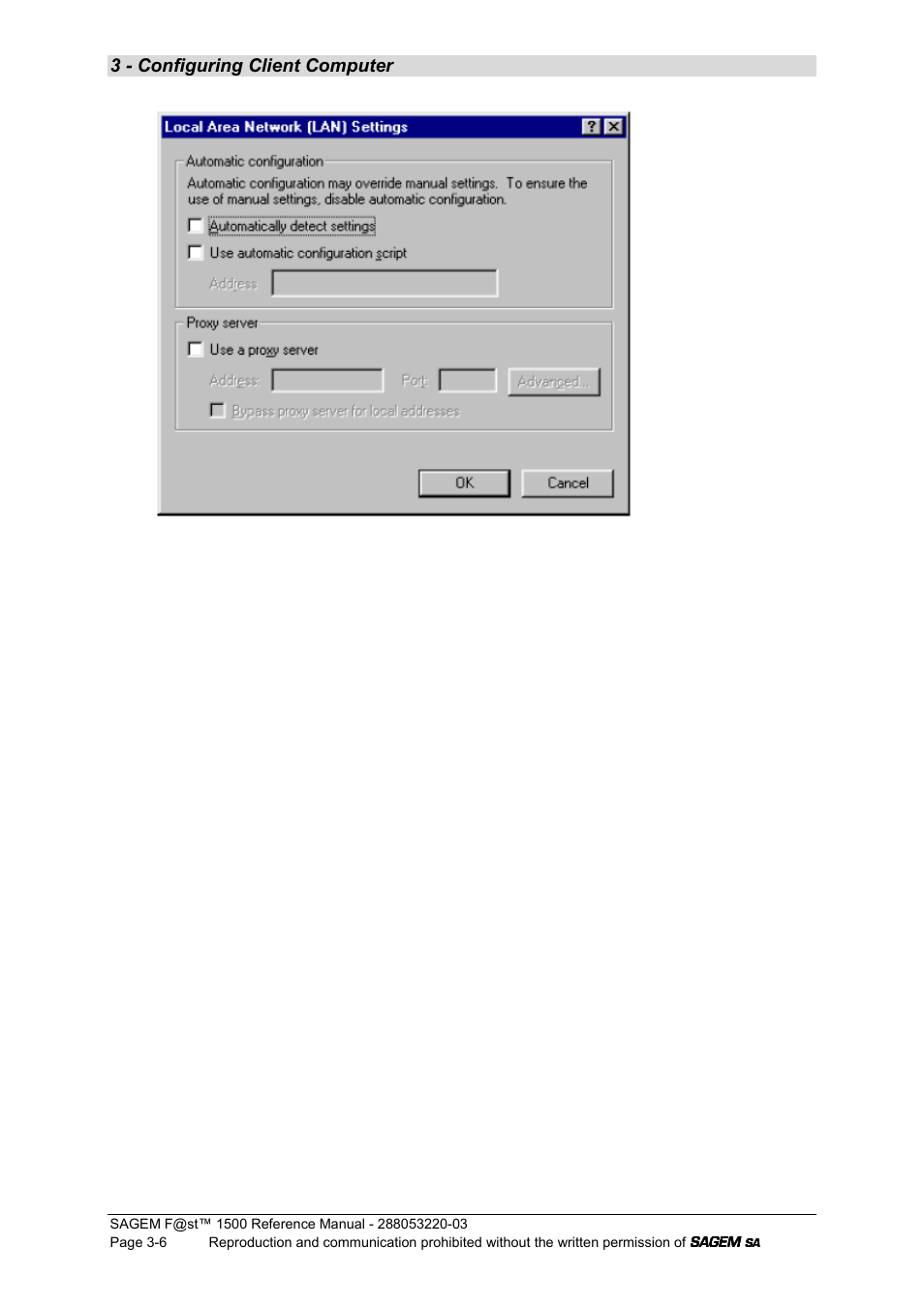 3 - configuring client computer | Sagem F@ST 1500WG User Manual | Page 30 / 134