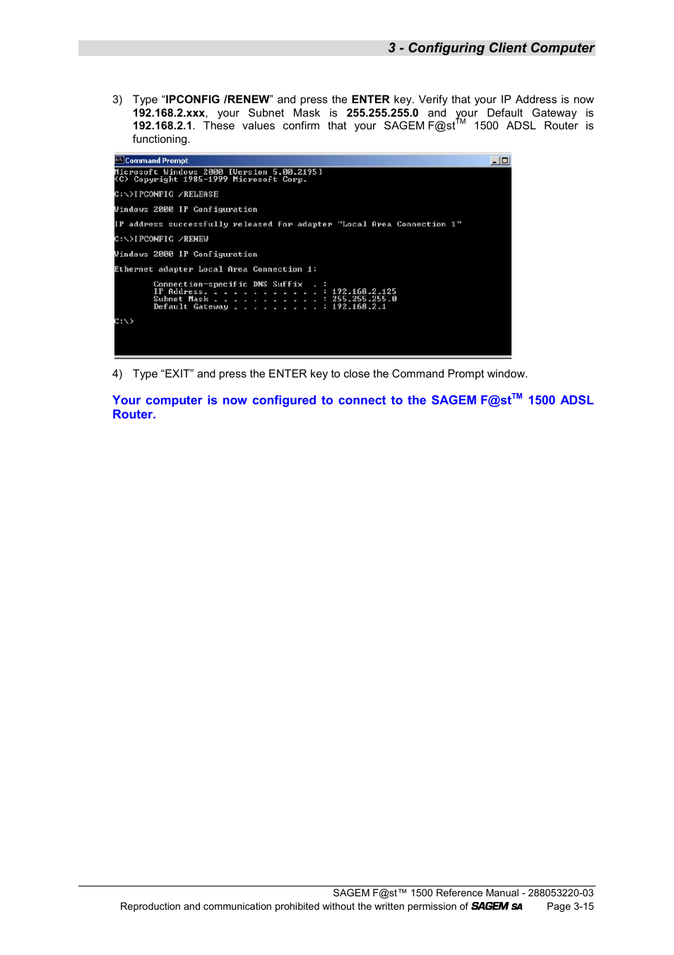 3 - configuring client computer | Sagem F@ST 1500WG User Manual | Page 39 / 134