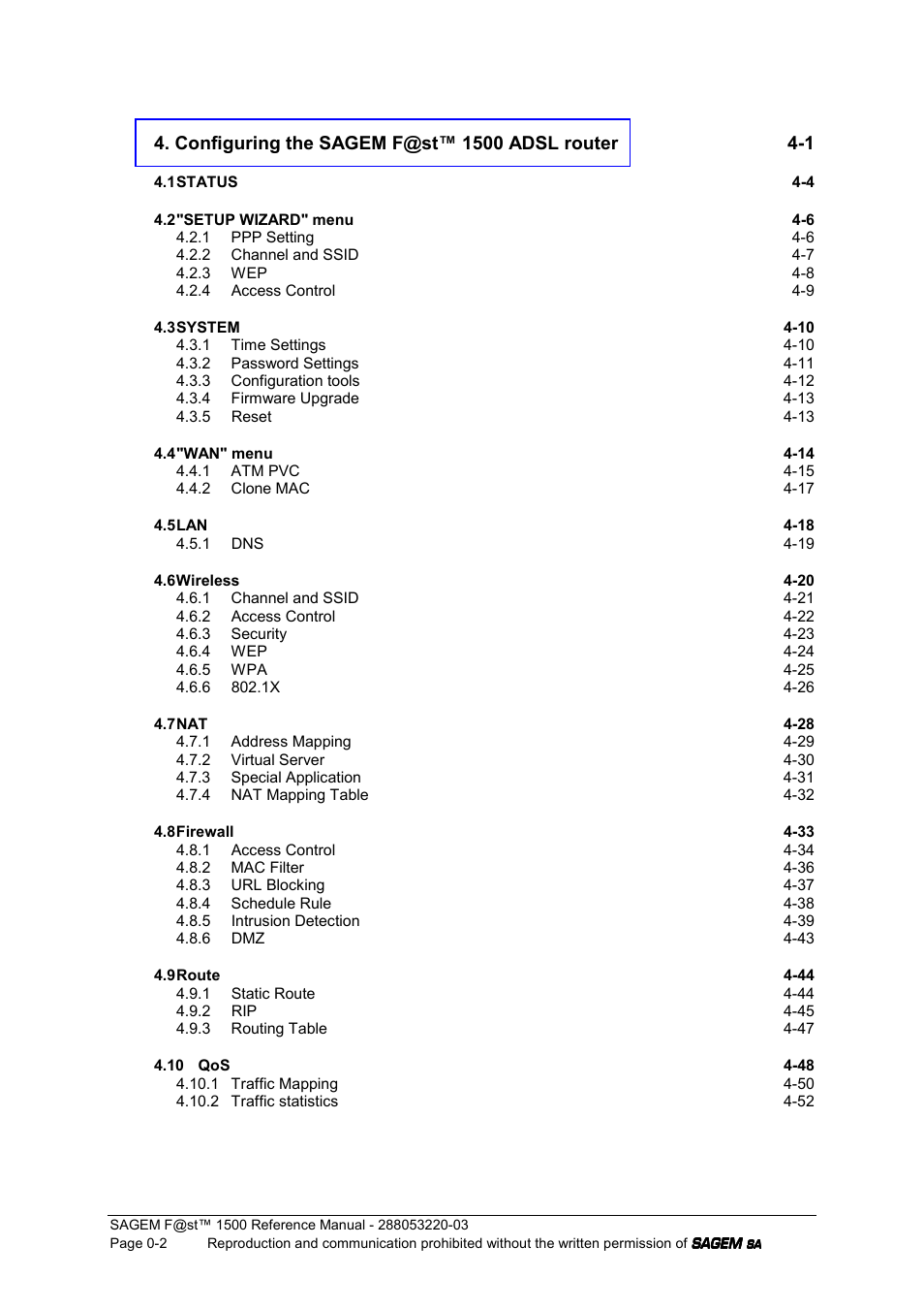 Sagem F@ST 1500WG User Manual | Page 4 / 134