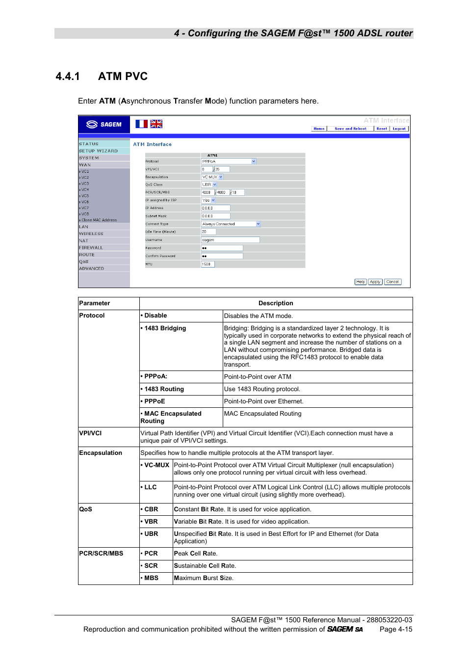 1 atm pvc | Sagem F@ST 1500WG User Manual | Page 61 / 134