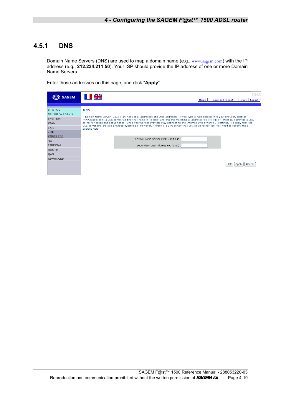 1 dns | Sagem F@ST 1500WG User Manual | Page 65 / 134