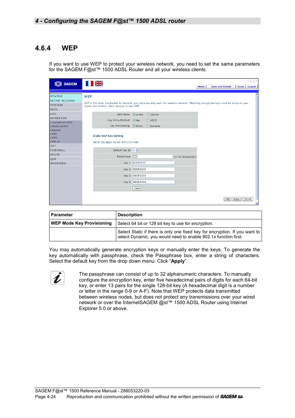 4 wep | Sagem F@ST 1500WG User Manual | Page 70 / 134