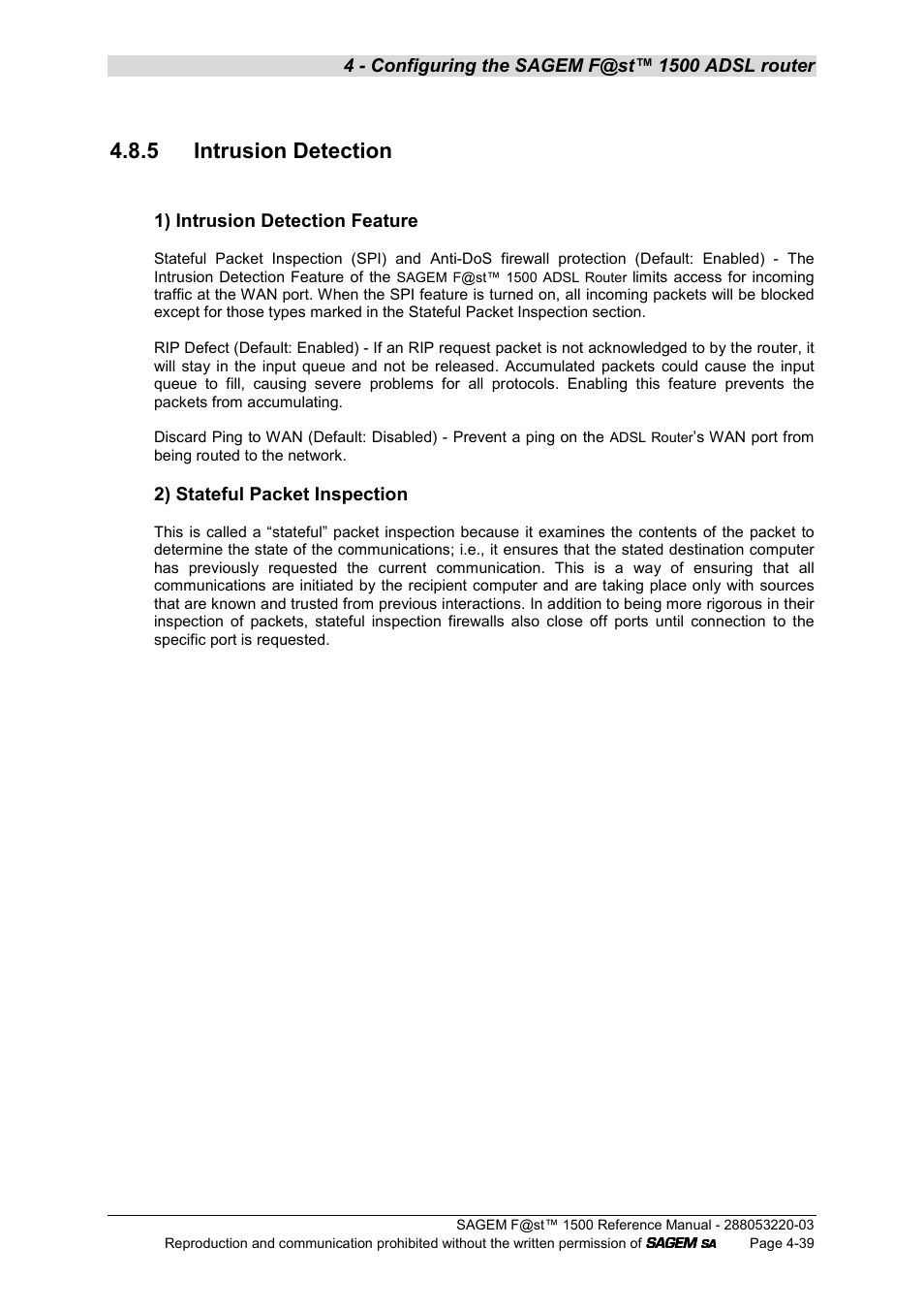 5 intrusion detection | Sagem F@ST 1500WG User Manual | Page 85 / 134