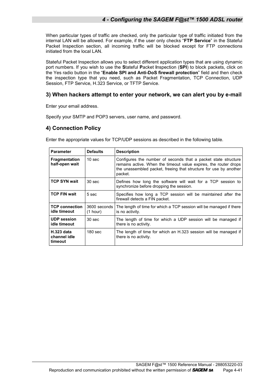 4) connection policy | Sagem F@ST 1500WG User Manual | Page 87 / 134