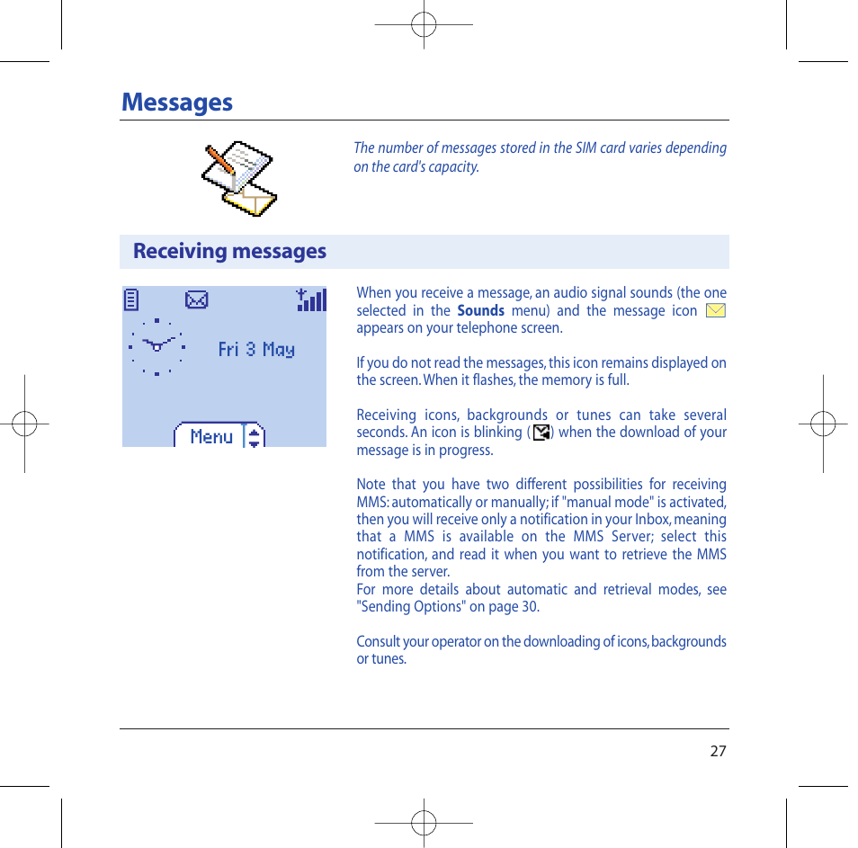 Messages, Receiving messages | Sagem M2002 User Manual | Page 28 / 74