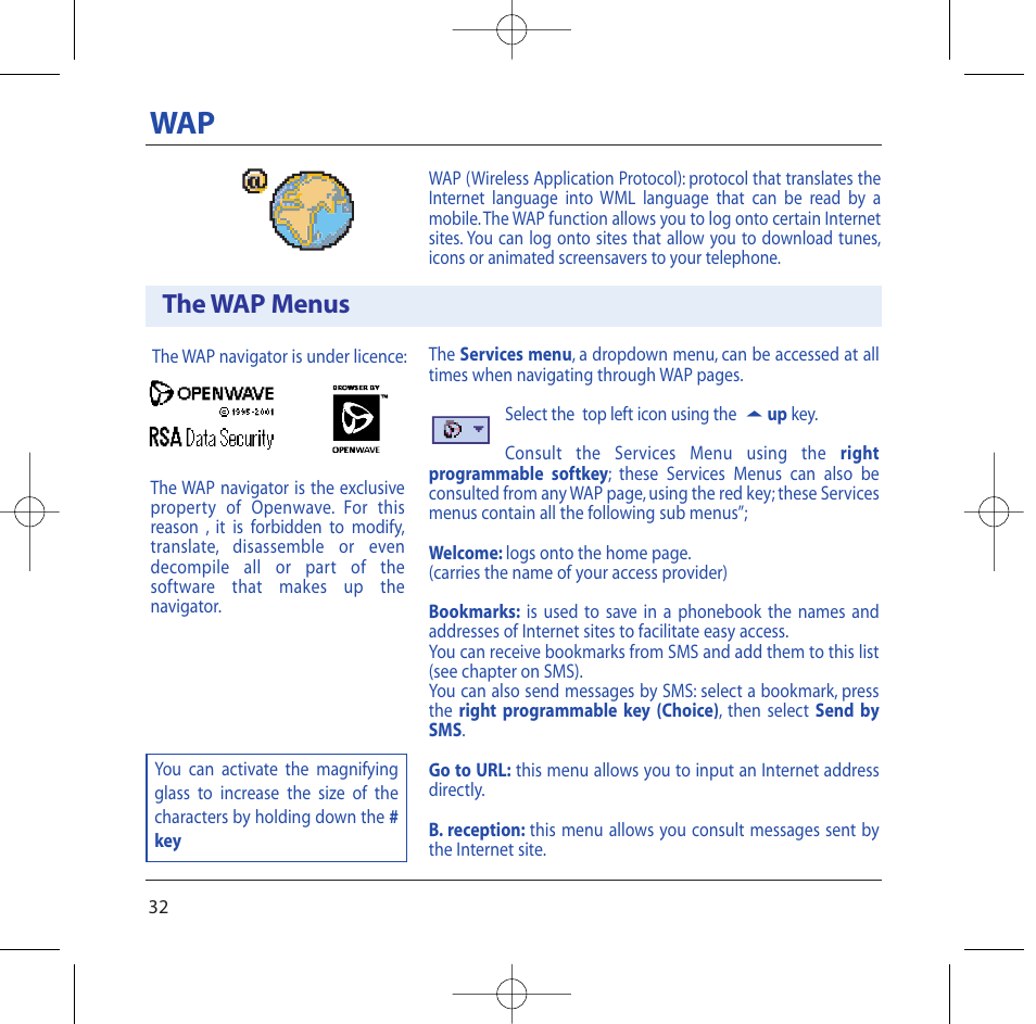 The wap menus | Sagem M2002 User Manual | Page 33 / 74