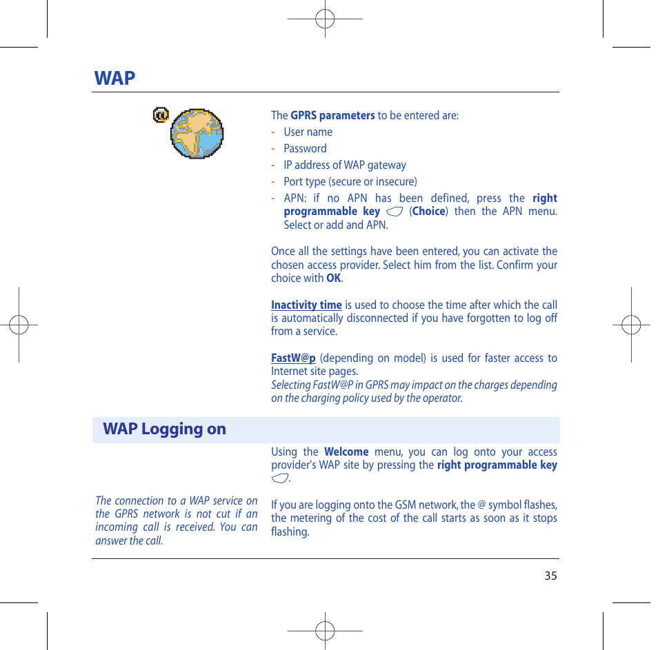 Wap logging on | Sagem M2002 User Manual | Page 36 / 74