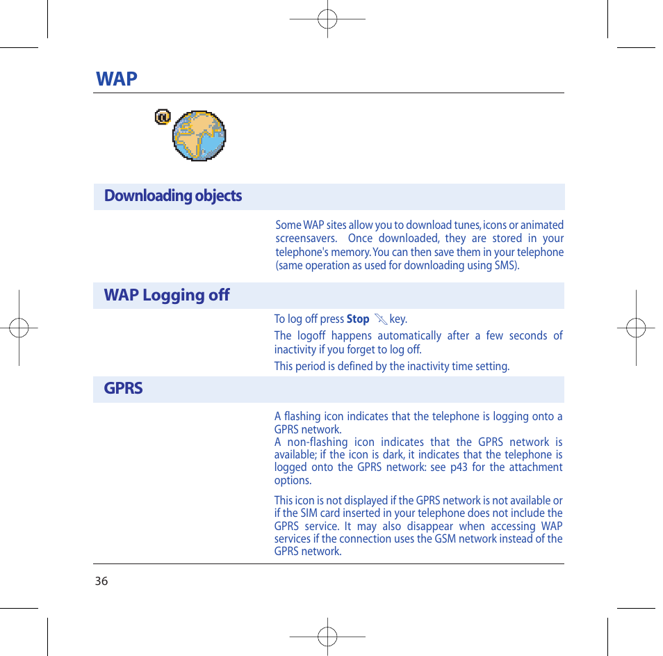 Wap logging off gprs, Downloading objects | Sagem M2002 User Manual | Page 37 / 74