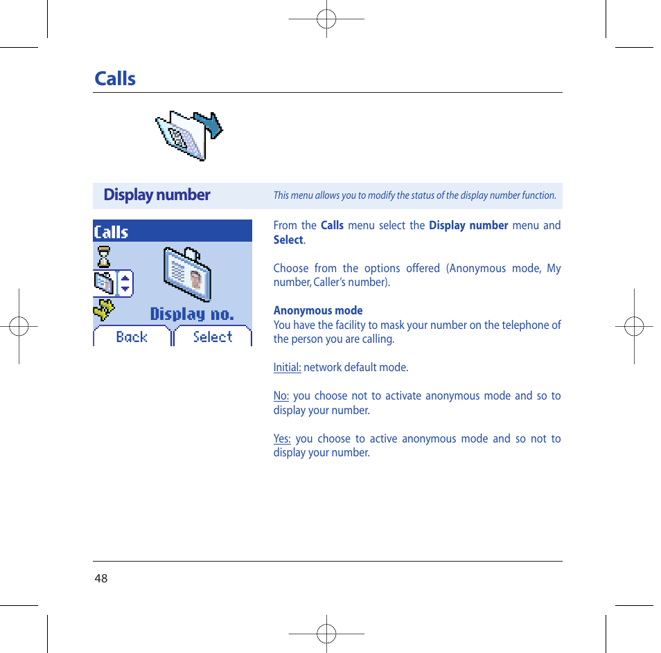 Calls, Display no, Display number | Sagem M2002 User Manual | Page 49 / 74