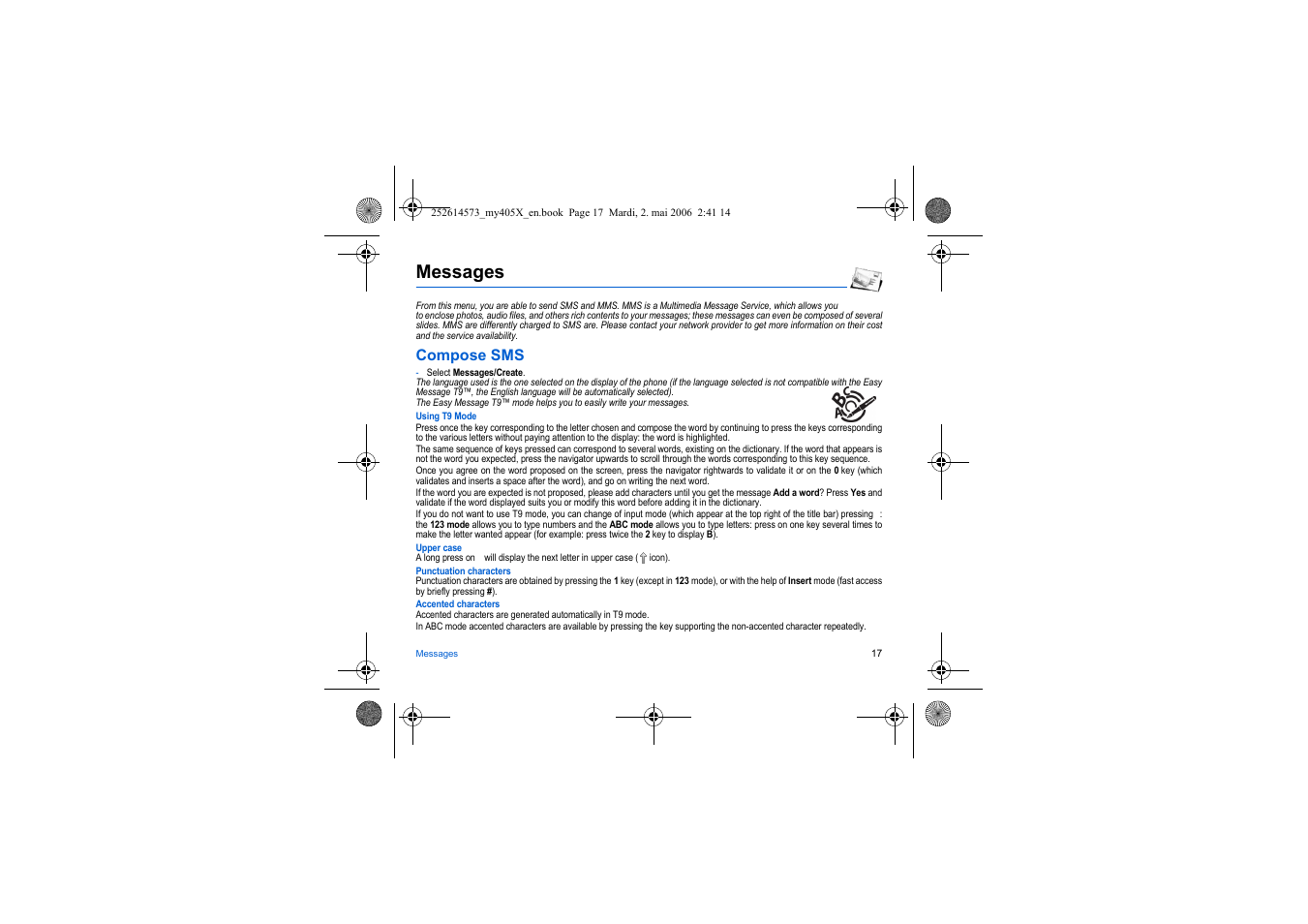 Messages, Compose sms | Sagem my405X User Manual | Page 17 / 64