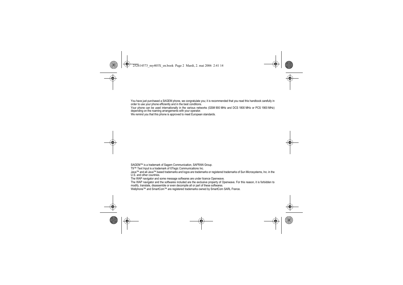 Sagem my405X User Manual | Page 2 / 64