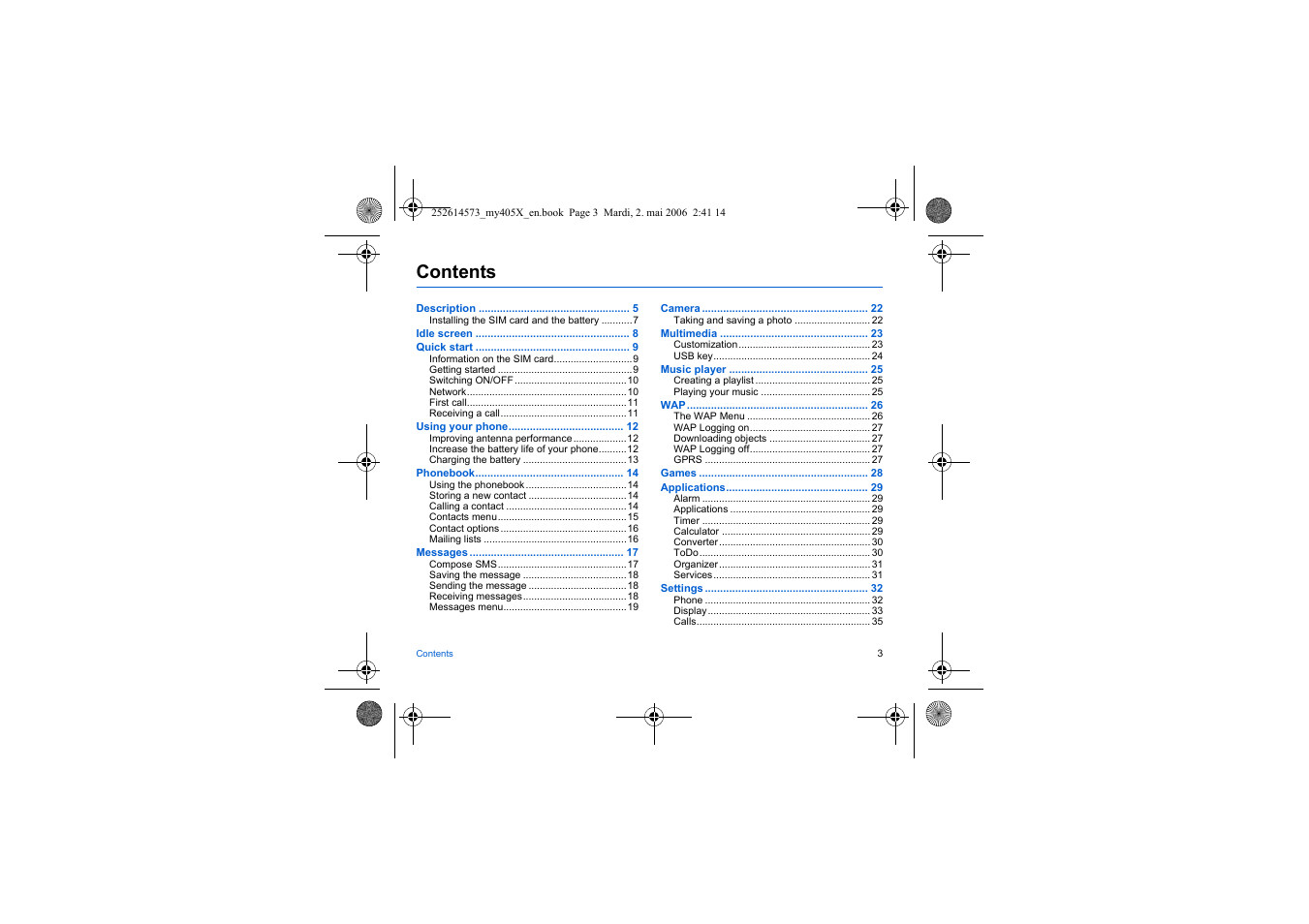 Sagem my405X User Manual | Page 3 / 64